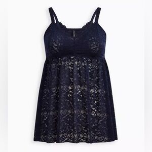 Torrid Elegant Lace Babydoll in Navy Blue NWT